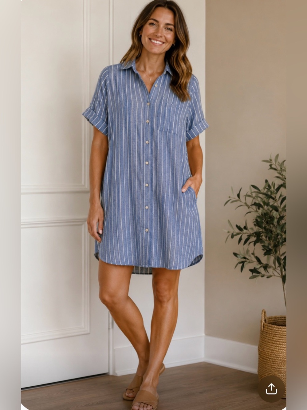 Old Navy Striped Blue and White Striped Shirt Dress
